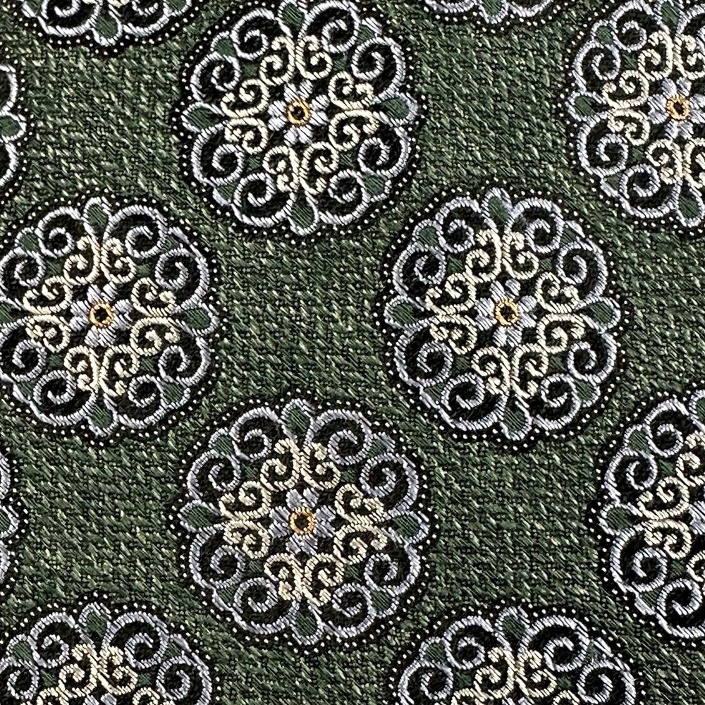 Tasso Elba Green Medallion Silk Viscose  Woven Tie Necktie 58x3.25" - Picture 2 of 7